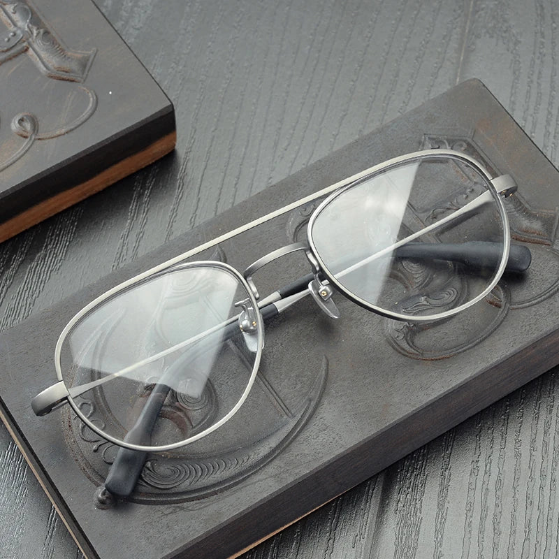 Black Mask Women's Full Rim Oval Double Bridge Titanium Eyeglasses 399001