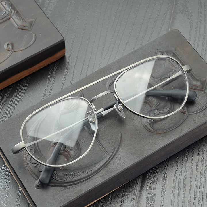 Black Mask Women's Full Rim Oval Double Bridge Titanium Eyeglasses 399001