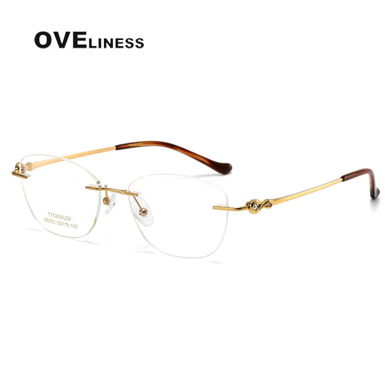 Oveliness Women's Rimless Square Cat Eye Titanium Eyeglasses 196003 Rimless Oveliness gold  