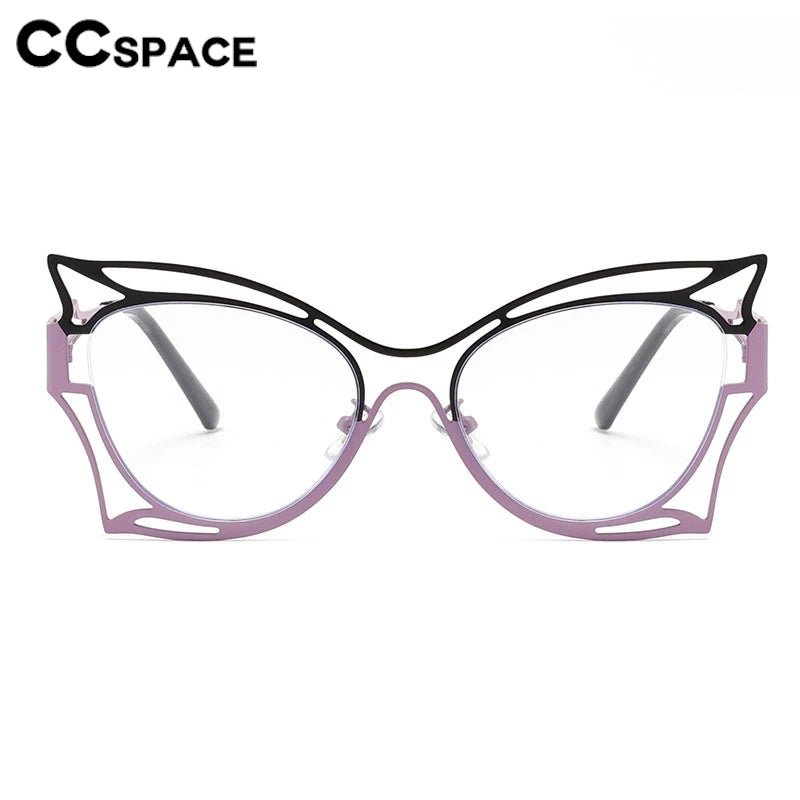 CCspace Women's Full Rim Oval Butterfly  Alloy Eyeglasses 300780 Full Rim CCSpace   