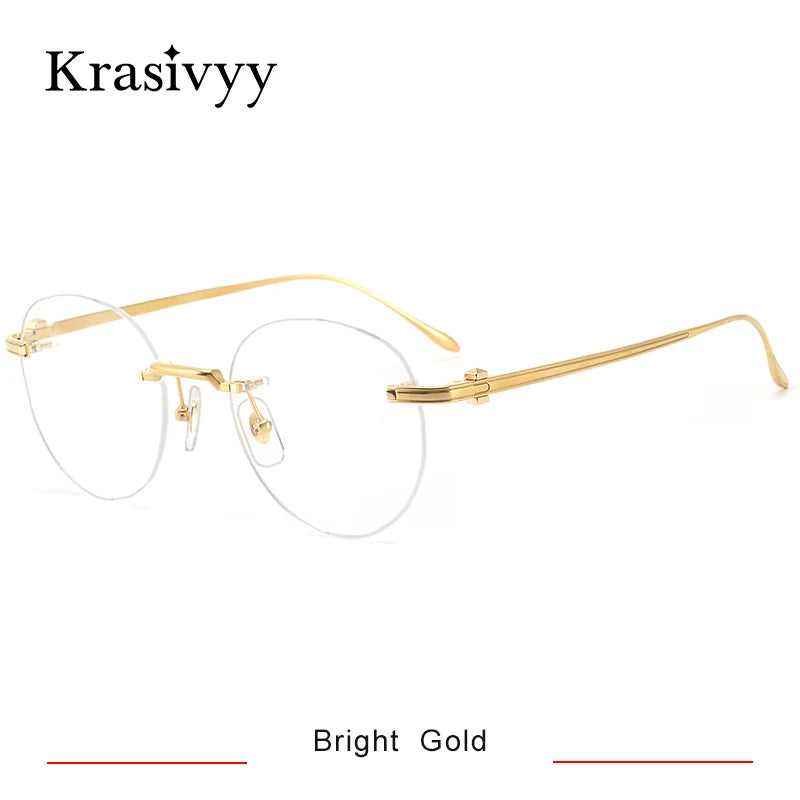Krasivyy Women's Rimless Oval Round Titanium Eyeglasses 303420