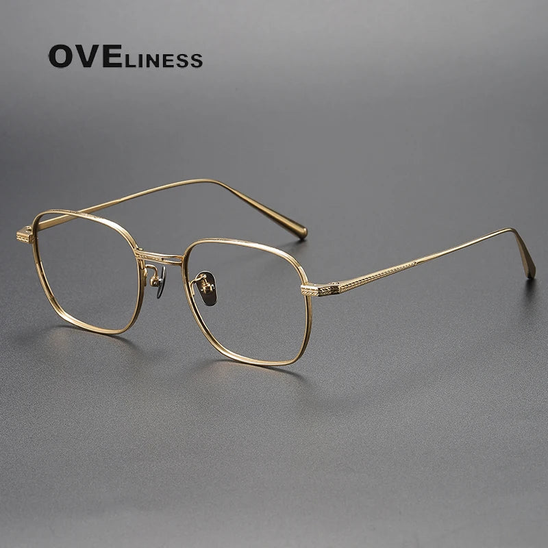 Oveliness Women's Full Rim Polygon Square Titanium Eyeglasses 1518 Full Rim Oveliness gold  