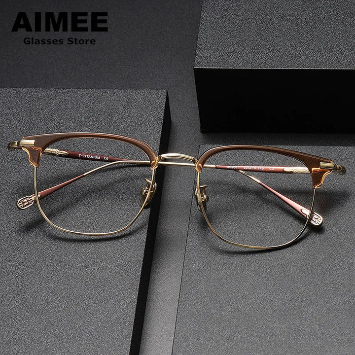 Aimee Unisex Full Rim Square Titanium Acetate Eyeglasses 980901 Full Rim Aimee