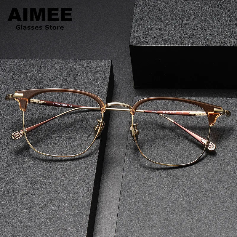 Aimee Unisex Full Rim Square Titanium Acetate Eyeglasses 980901 Full Rim Aimee