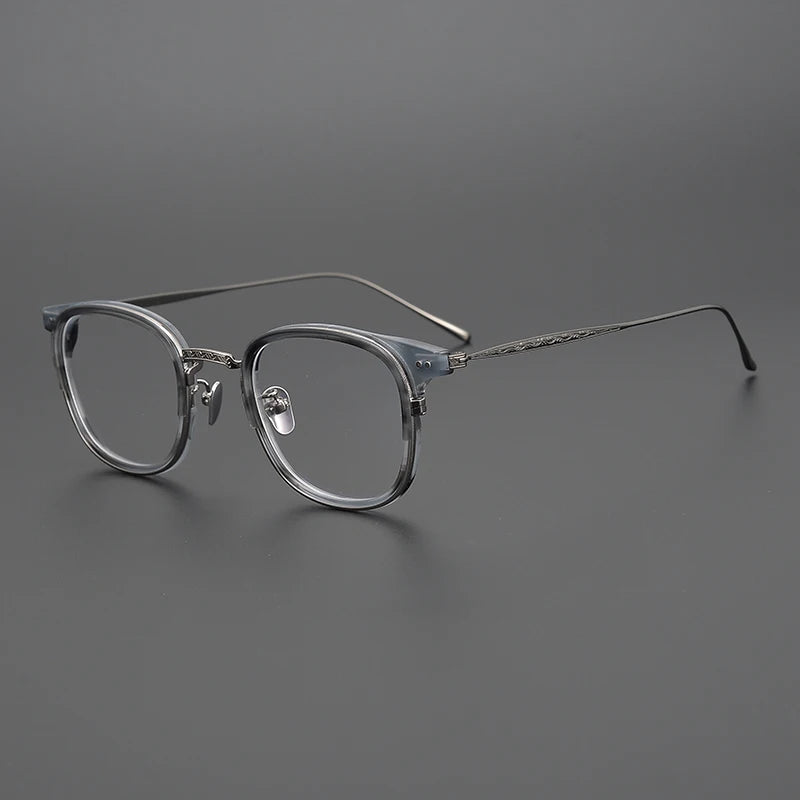 Black Mask Women's Full Rim Square Titanium Acetate Eyeglasses 72543