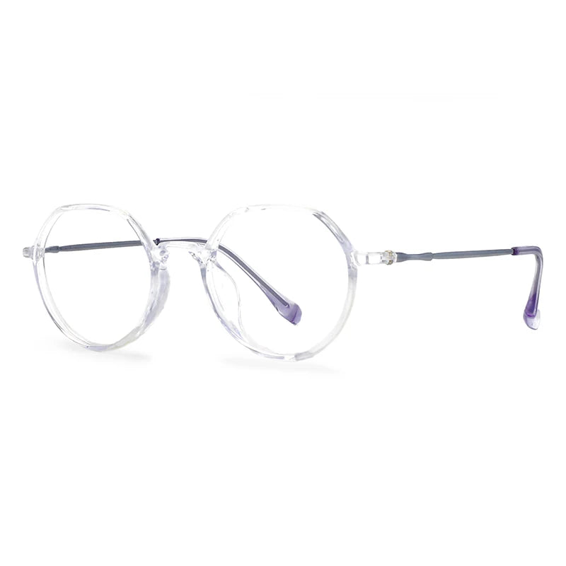 CCSpace Unisex Full Rim Round Tr 90 Titanium Eyeglasses 57100 Full Rim CCspace Clear  