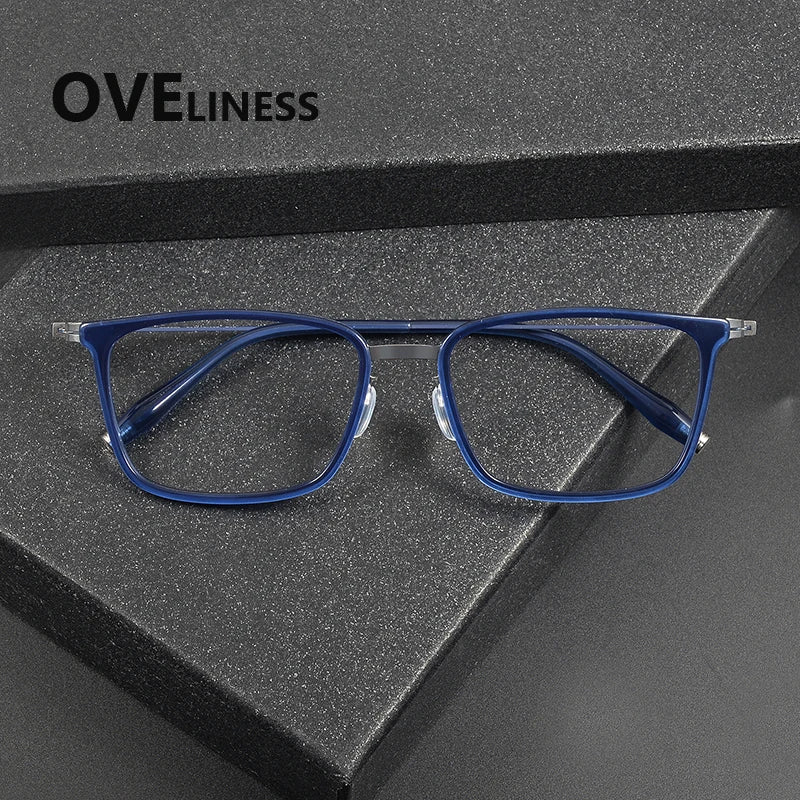 Oveliness Unisex Full Rim Square Titanium Acetate Eyeglasses 22502