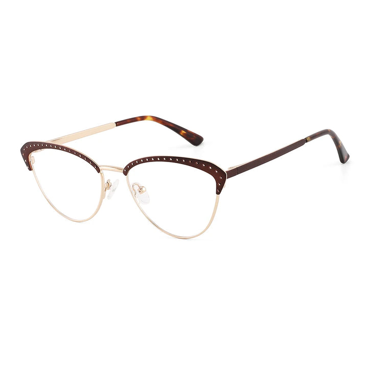 Laoyehui Women's Full Rim Square Cat Eye Alloy Reading Glasses 8867 Reading Glasses Laoyehui BROWN +300 