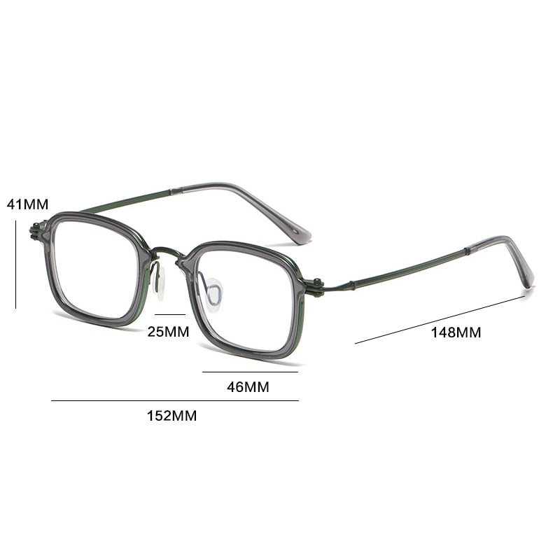 Gatenac Unisex Full Rim Square Acetate Titanium Eyeglasses Gxyj1048 Full Rim Gatenac   