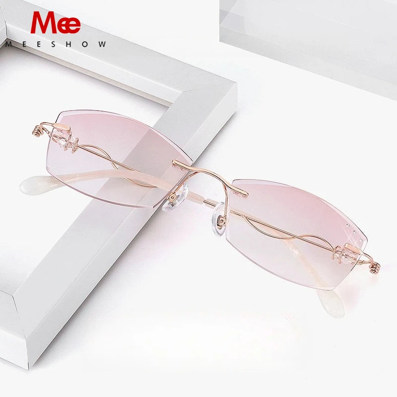 Meeshow Women's Rimless Square Oval Steel Reading Glasses 608017
