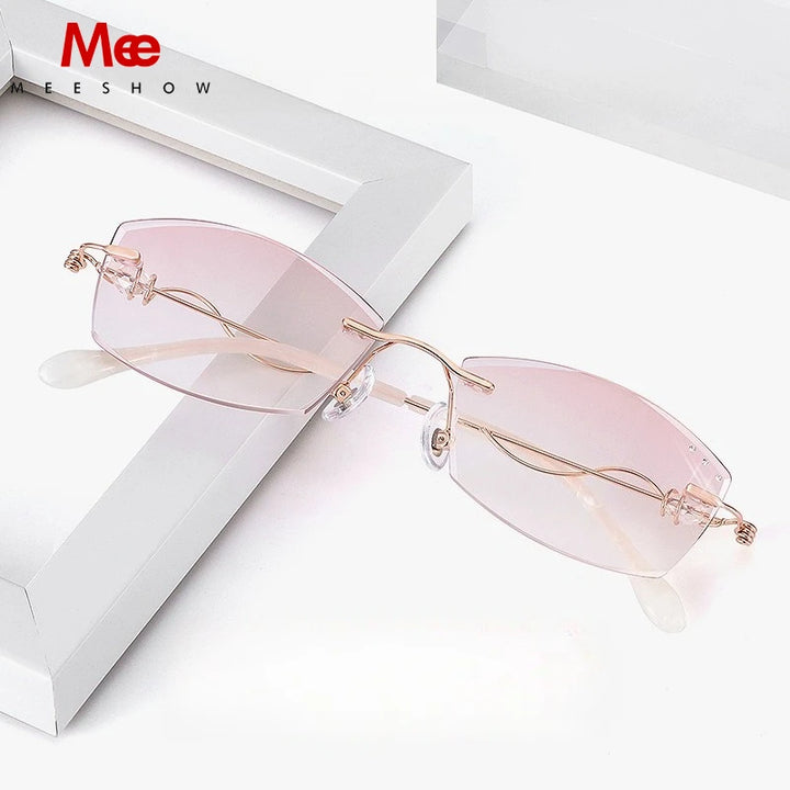 Meeshow Women's Rimless Square Oval Steel Reading Glasses 608017