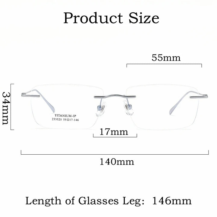 Yimaruili Unisex Rimless Square Titanium Eyeglasses Y233525 Rimless Yimaruili Eyeglasses   