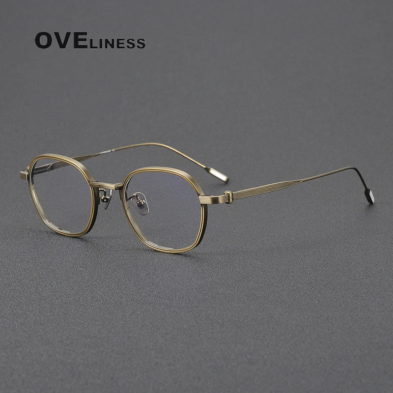 Oveliness Unisex Full Rim Oval Square Titanium Eyeglasses 4919 Full Rim Oveliness bronze  