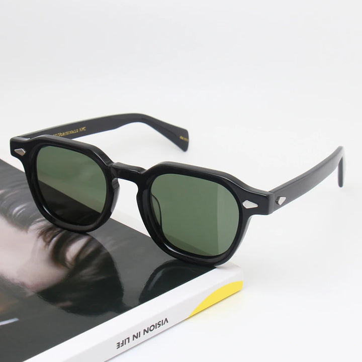 Black Mask Unisex Full Rim Square Acetate Polarized Sunglasses 23145