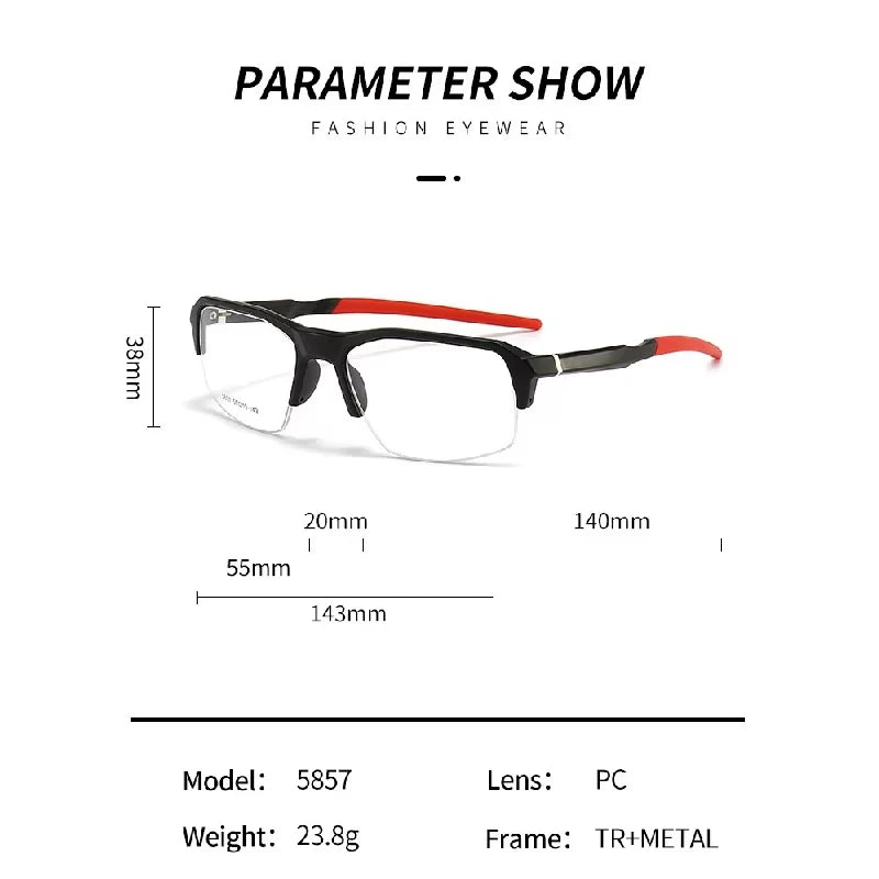 Muzz 58570 men's semi-rimless sports TR-90 prescription eyeglasses — view 2