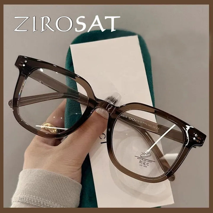 Zirosat Unisex Full Rim Big Square Tr 90 Alloy Eyeglasses 58019