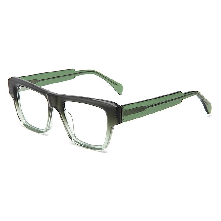 Gatenac Unisex Full Rim Brow Line Square Thick Acetate Eyeglasses 1533 Full Rim Gatenac Green  