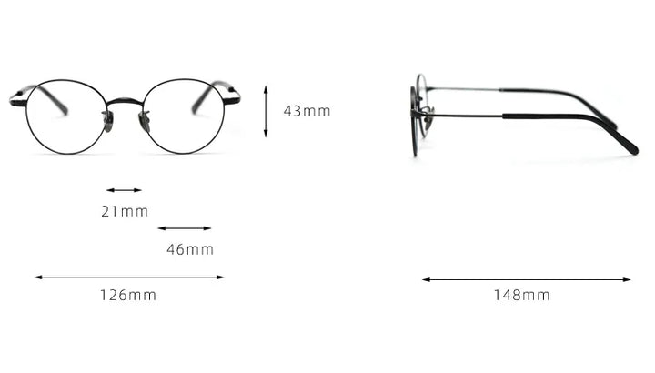 CCspace Unisex Full Rim Round Titanium Eyeglasses 300779 Full Rim CCSpace   