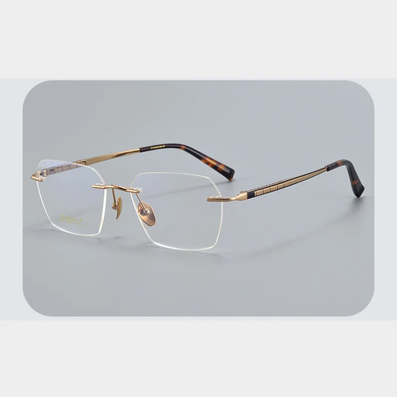 Reven Jate Women's Rimless Polygon Square Titanium Eyeglasses 91101