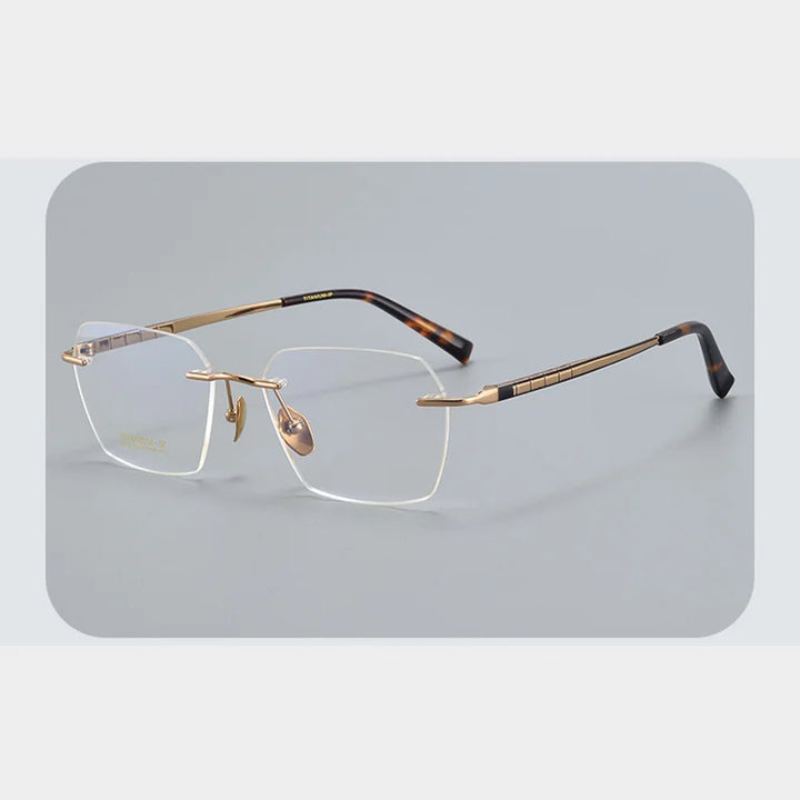 Reven Jate Women's Rimless Polygon Square Titanium Eyeglasses 91101