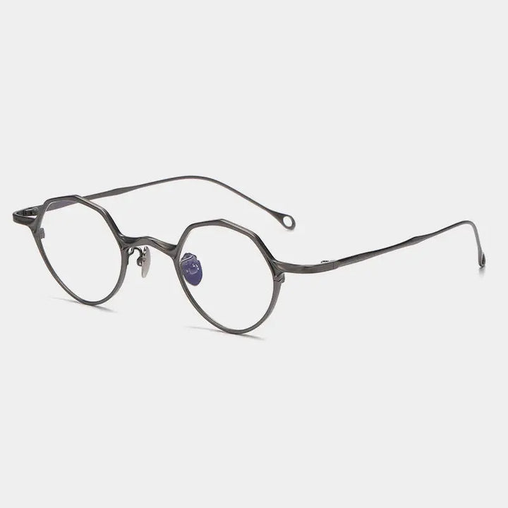 Gatenac Unisex Full Rim Irregular Round Titanium Eyeglasses 675973 FuzWeb