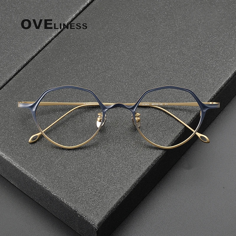 Oveliness Unisex Full Rim Irregular Round Titanium Eyeglasses 42619 Full Rim Oveliness