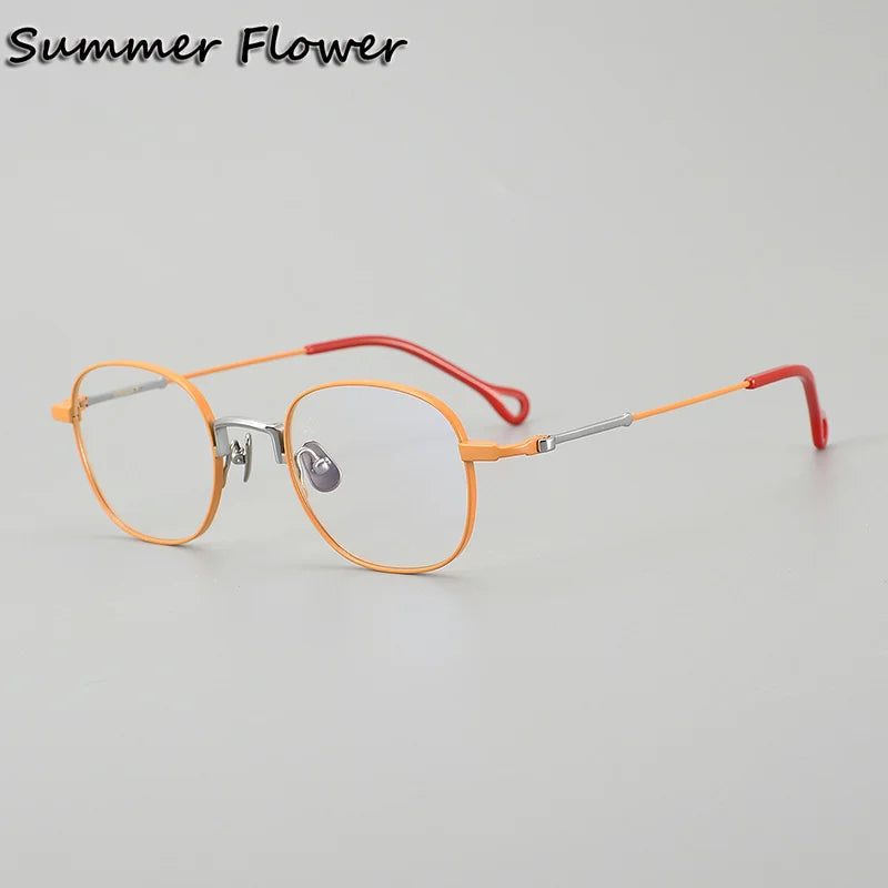 Summer Flower Unisex Full Rim Round Square Titanium Eyeglasses 20469