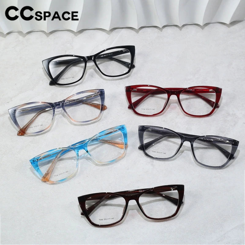 CCspace Women's Full Rim Square Cat Eye Tr 90 Titanium Eyeglasses 7036 Full Rim CCspace   