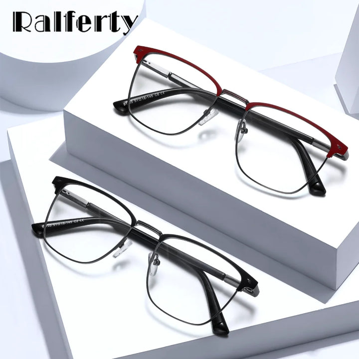 Ralferty Men's Full Rim Square Tr 90 Alloy Eyeglasses 891703