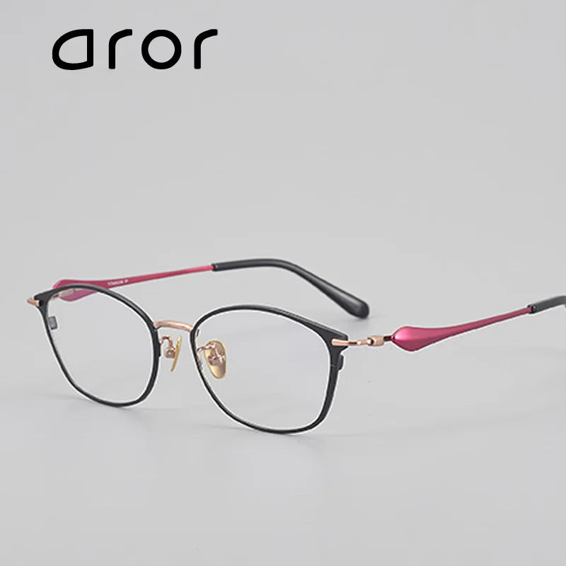 Aror Unisex Full Rim Big Square Oval Acetate Titanium Eyeglasses 44912 Full Rim Aror