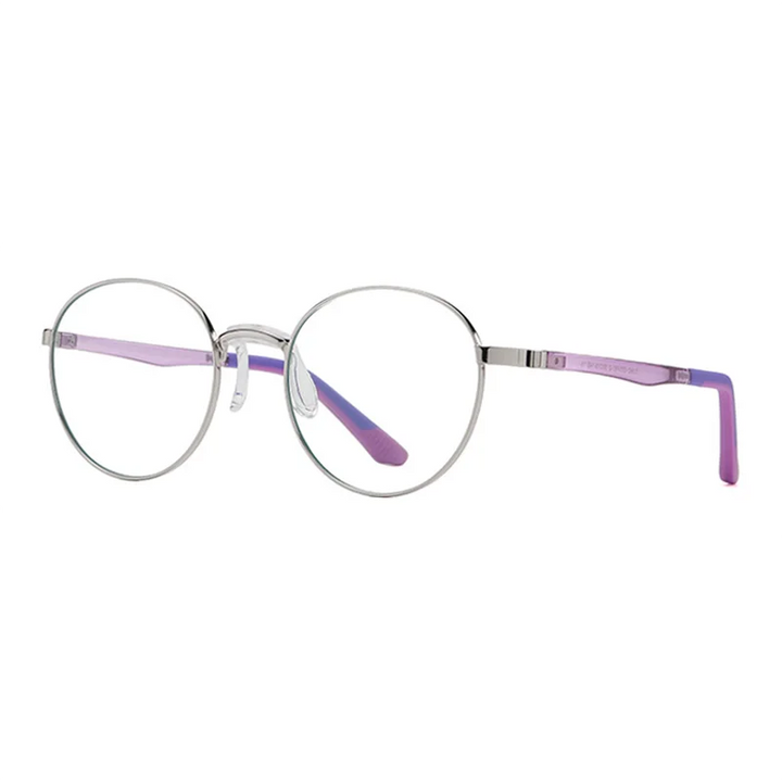 Ralferty Women's Full Rim Small Round Oval Alloy Eyeglasses R842 Full Rim Ralferty C05 Silver Purple CHINA 