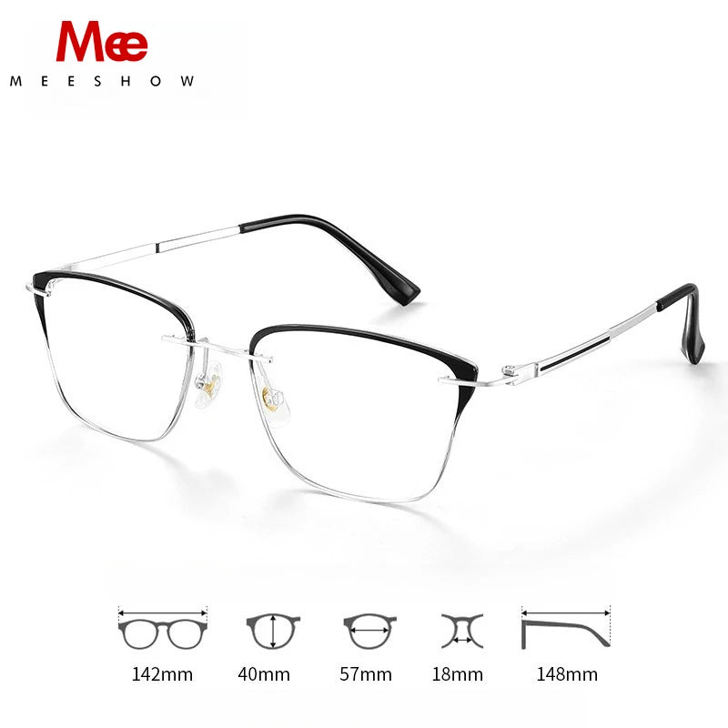 Meeshow Men's Semi Rim Square Titanium Tr 90  Eyeglasses 16109