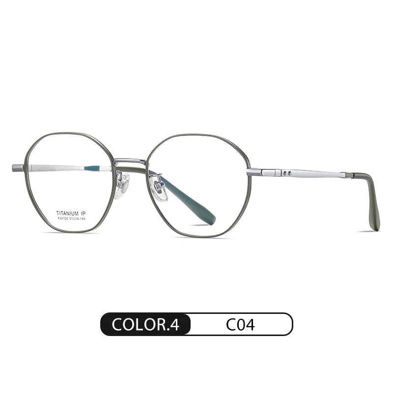 Reven Jate Unisex Full Rim Flat Top Round Titanium Eyeglasses 31105 Full Rim Reven Jate C4