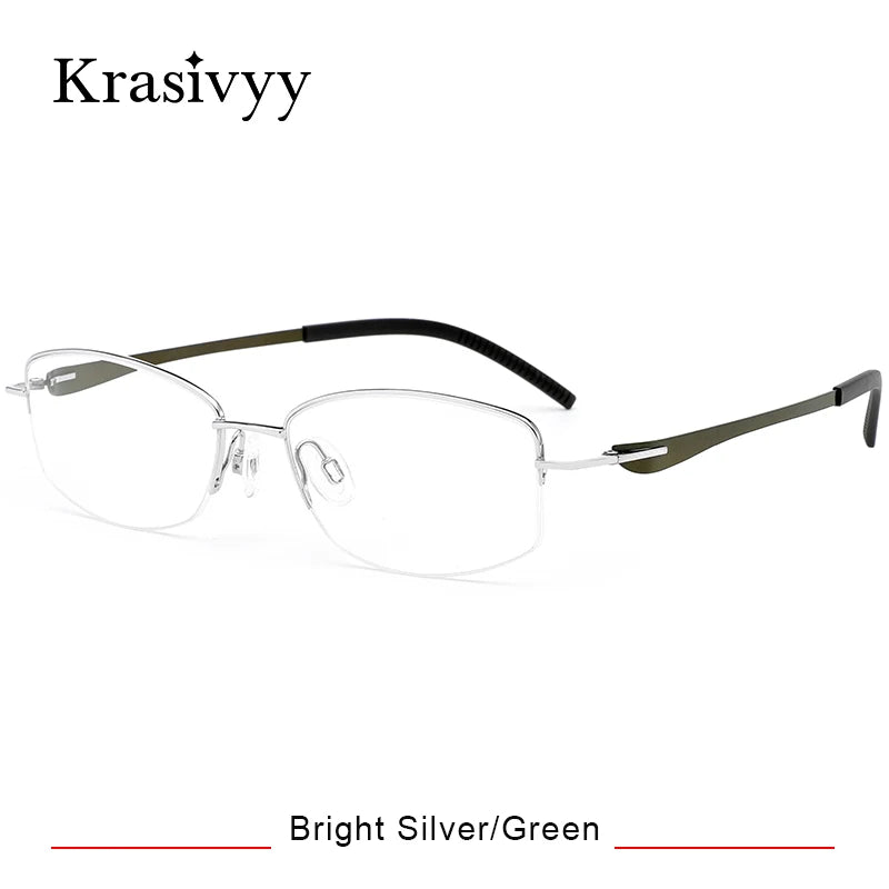 Krasivyy Unisex Semi Rim Oval Screwless Titanium Eyeglasses 350031