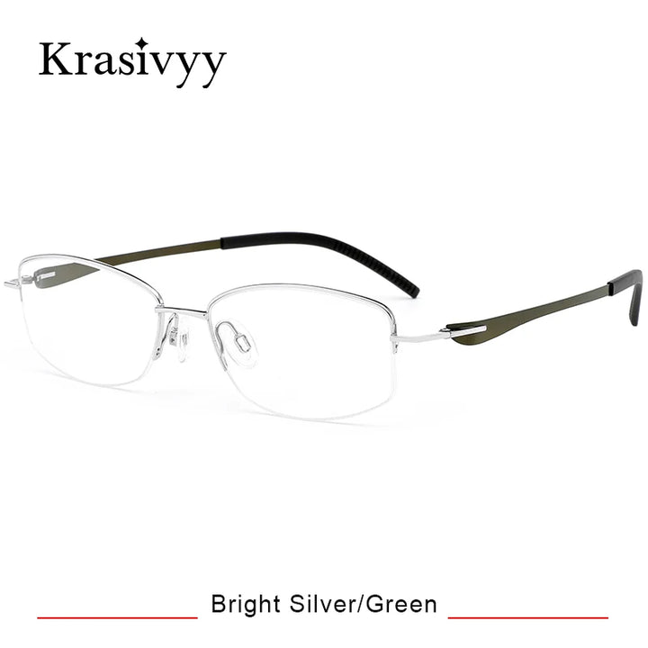 Krasivyy Unisex Semi Rim Oval Screwless Titanium Eyeglasses 350031
