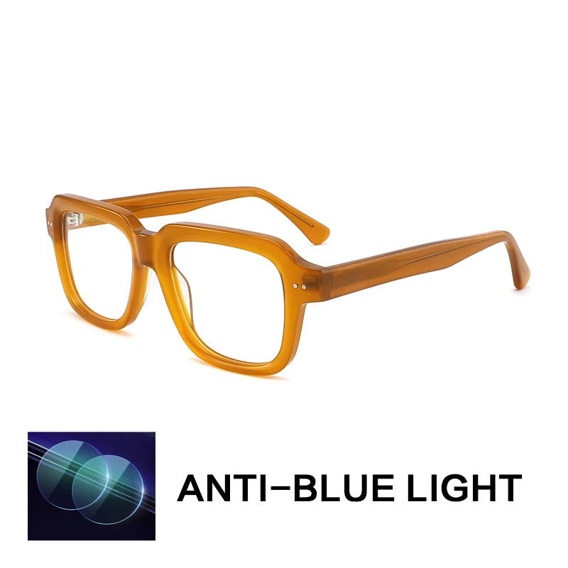 Gatenac Unisex Full Rim Polygon Square Acetate Reading Glasses G2404