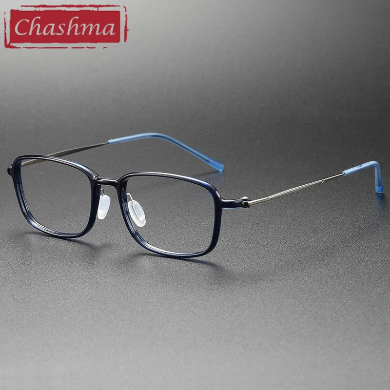 Chashma Unisex Full Rim Square Ultem Titanium Eyeglasses 8632 Full Rim Chashma Transparent Blue  