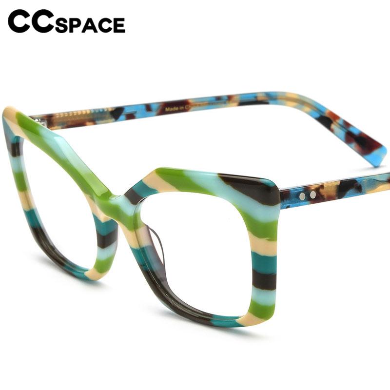 CCSpace Unisex Full Rim Large Cat Eye Acetate Eyeglasses 56581 Full Rim CCspace   