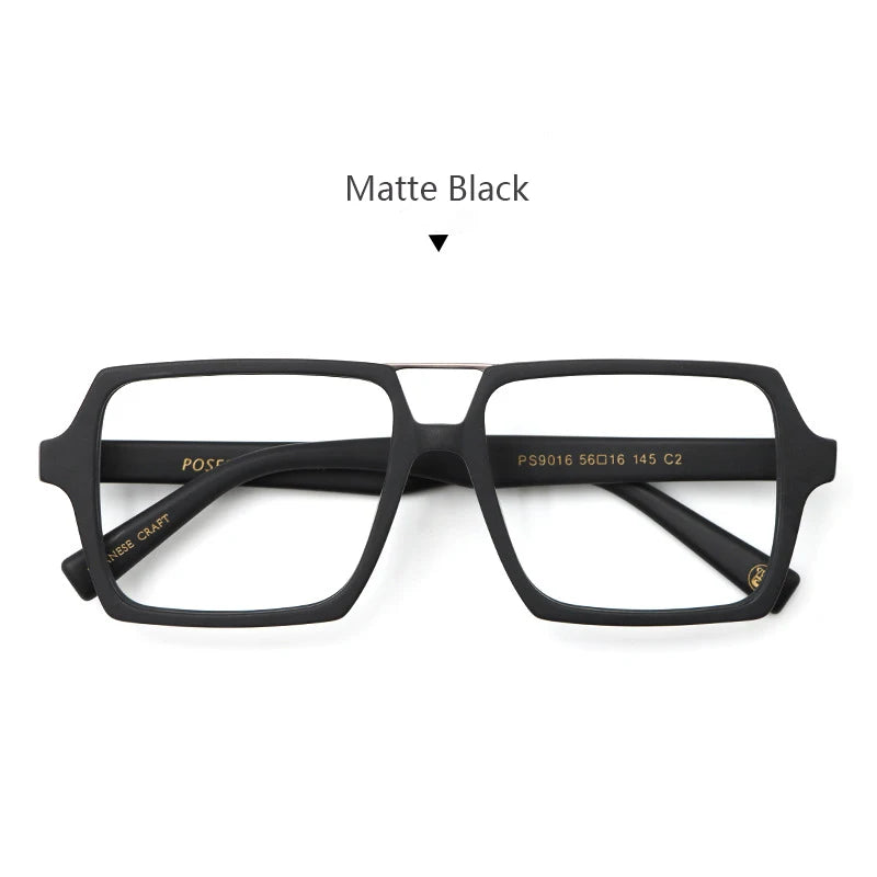 Hdcrafter Men's Full Rim Square Double Bridge Acetate Eyeglasses 696016