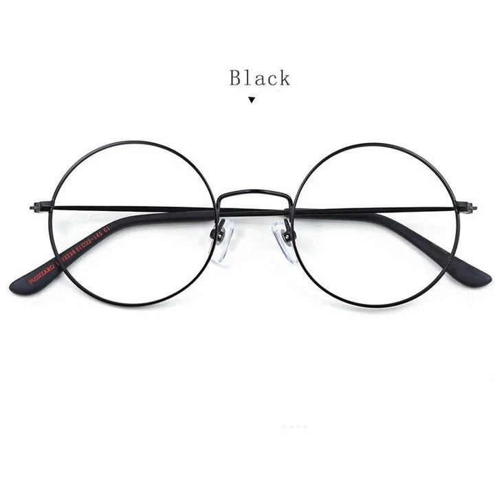 Hdcrafter Unisex Full Rim Round Titanium Eyeglasses 2282 Full Rim Hdcrafter Eyeglasses Black  