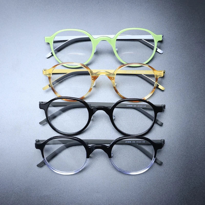 Gatenac Unisex Full Rim Round Acetate Eyeglasses Gxyj1239 Full Rim Gatenac   