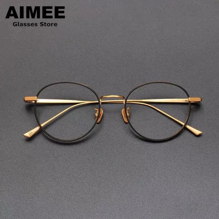 Aimee Unisex Full Rim Round Titanium Eyeglasses 7845 Full Rim Aimee   