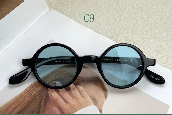 Yujo Unisex Full Rim Round Acetate Sunglasses 4225s Sunglasses Yujo C9 CHINA 