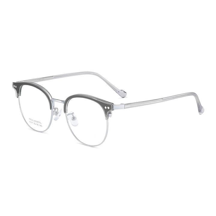 KatKani Unisex Full Rim Round Tr 90 Alloy Eyeglasses 8037 Full Rim KatKani Eyeglasses Transparent Gray  