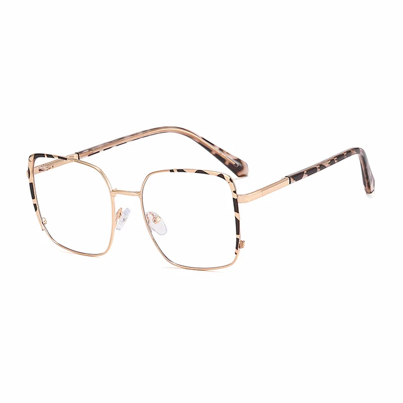 Ralferty Women's Full Rim Square Alloy Eyeglasses R82107 Full Rim Ralferty C7 Leopard CHINA 