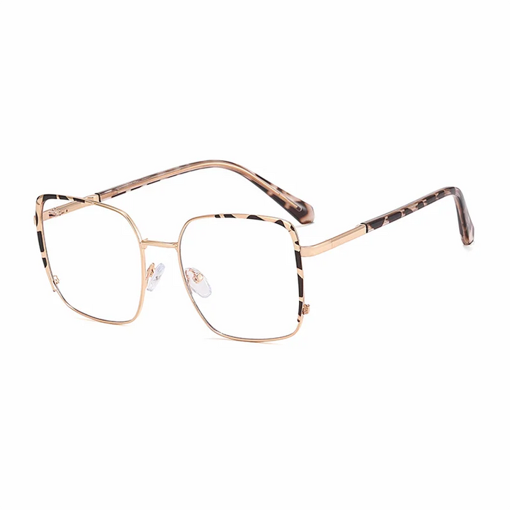 Ralferty Women's Full Rim Square Alloy Eyeglasses R82107 Full Rim Ralferty C7 Leopard CHINA 