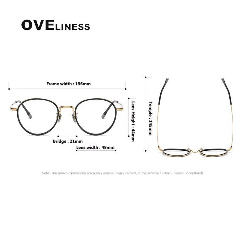 Oveliness Women's Full Rim Round Acetate Titanium Eyeglasses 38507