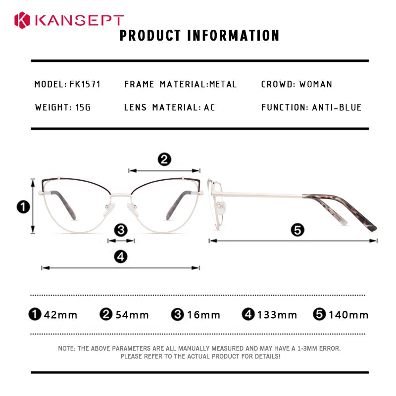 Kansept Women's Full Rim Oval Cat Eye Alloy Reading Glasses 791571