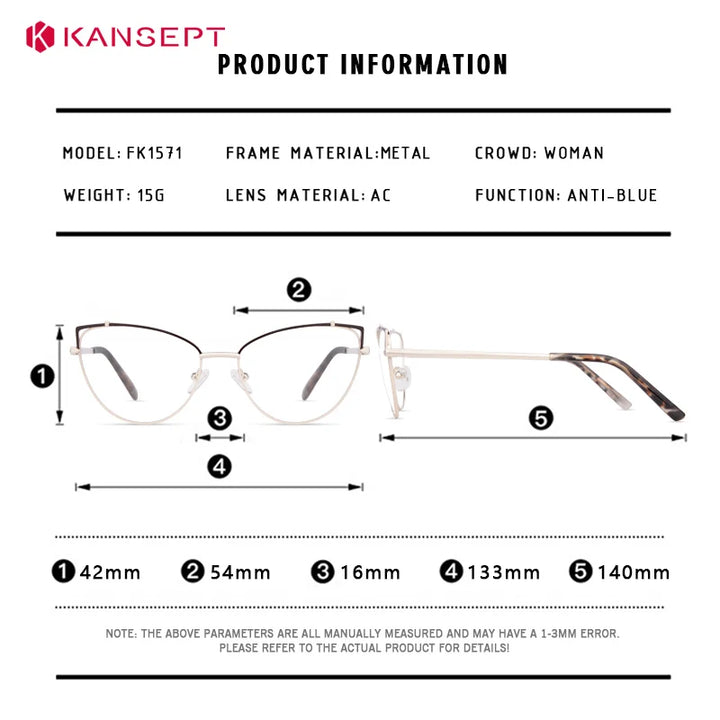 Kansept Women's Full Rim Oval Cat Eye Alloy Reading Glasses 791571