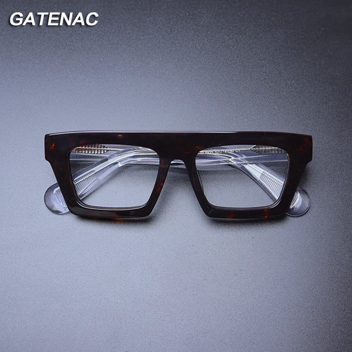 Gatenac Unisex Full Rim Square Acetate Eyeglasses Gxyj-1176 Full Rim Gatenac   